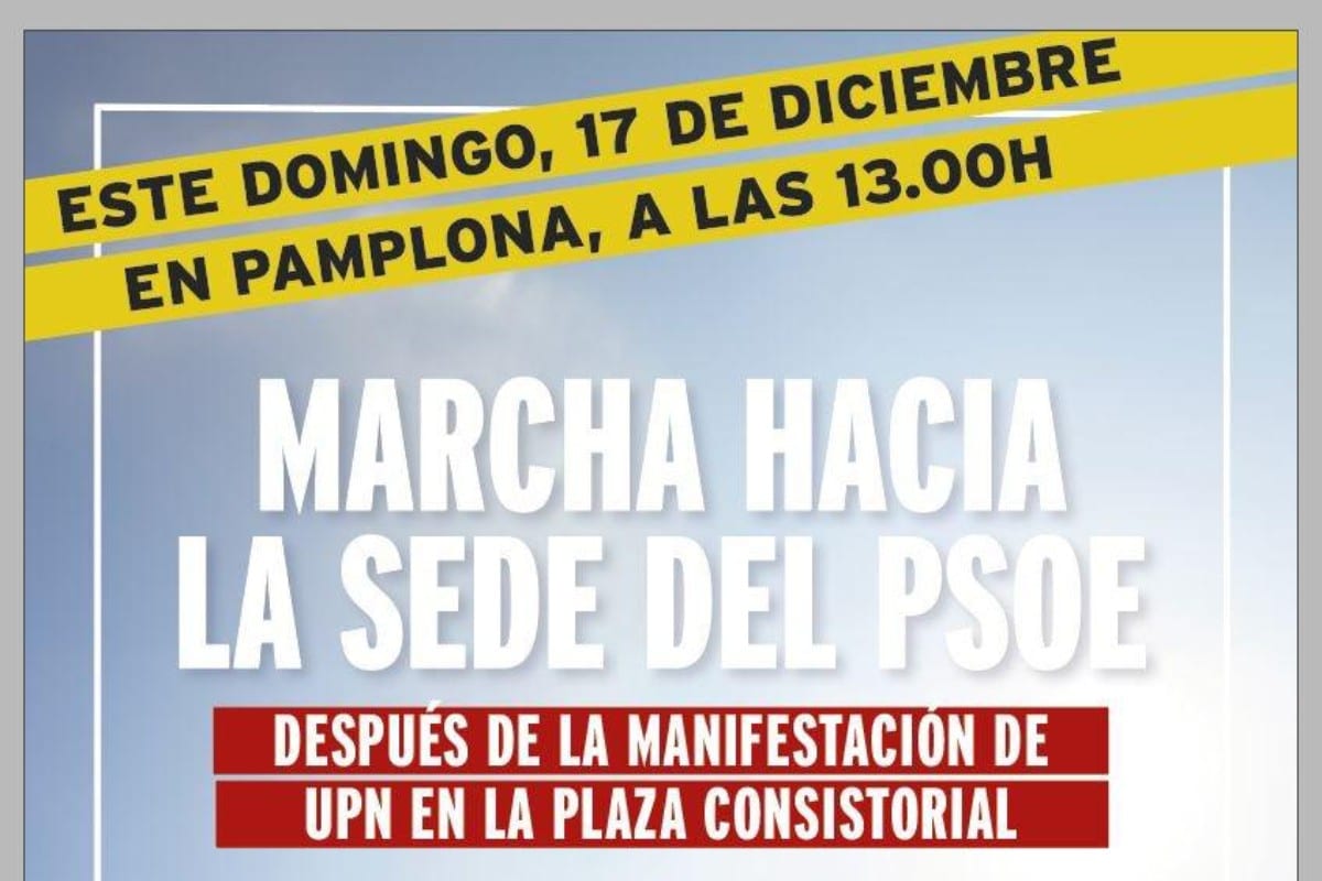 Convocada este domingo una manifestación en Pamplona contra el pacto entre PSOE y Bildu ante la sede de los socialistas