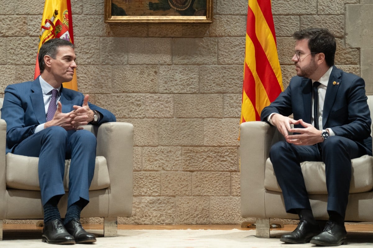 Sánchez con Aragonès el 21 de diciembre. Europa Press.