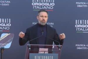 Santiago Abascal en Atreju esta mañana.