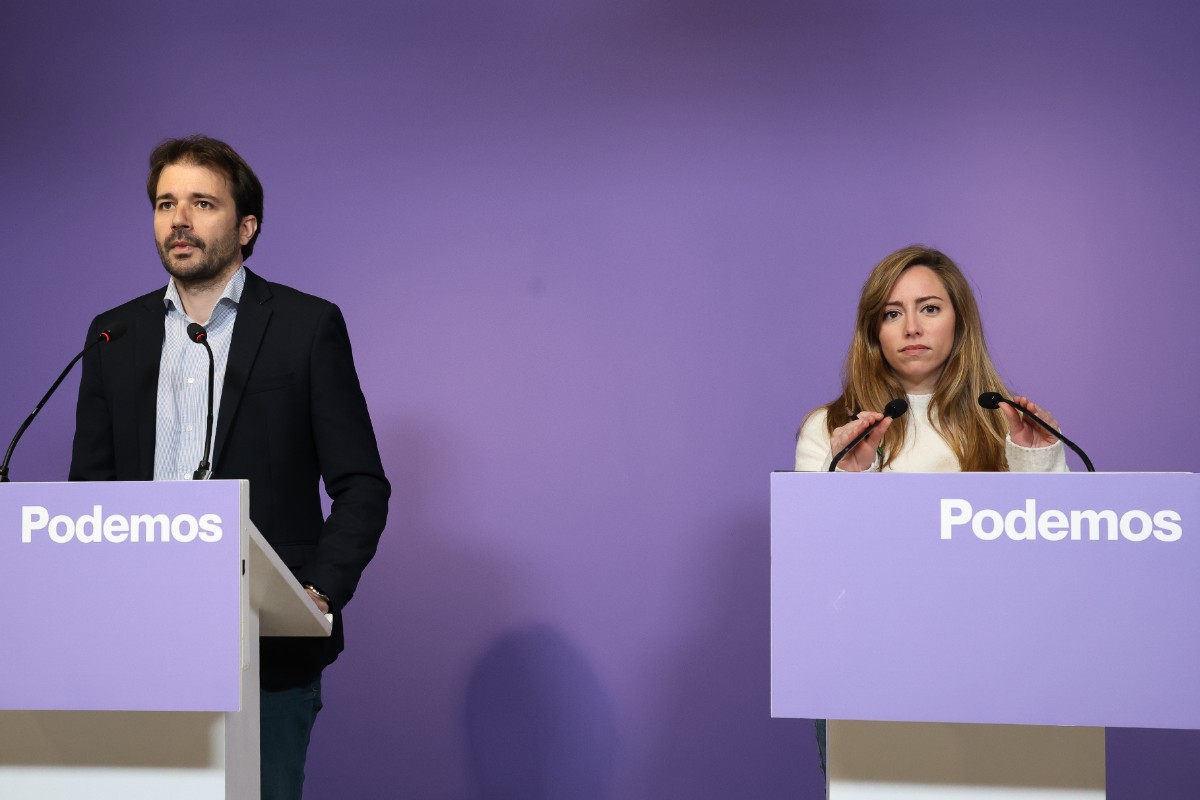 Los coportavoces de Podemos Javier Sánchez Serna y María Teresa Pérez. Europa Press.