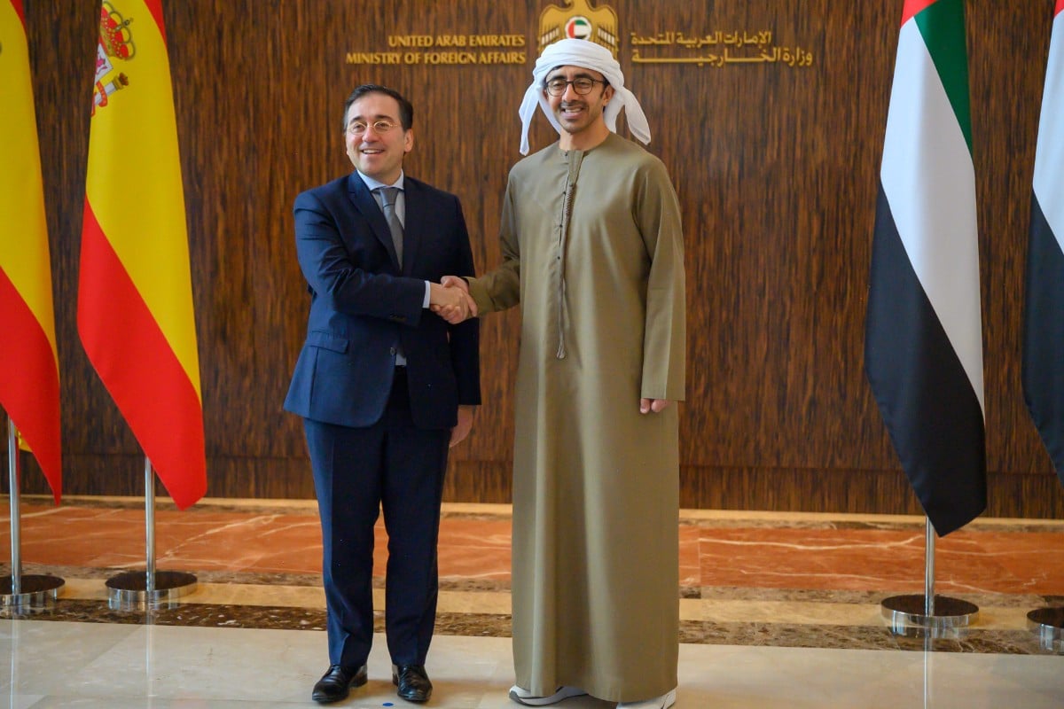 El ministro de Exteriores, José Manuel Albares, y su homólogo de Emiratos Árabes Unidos. Europa Press.