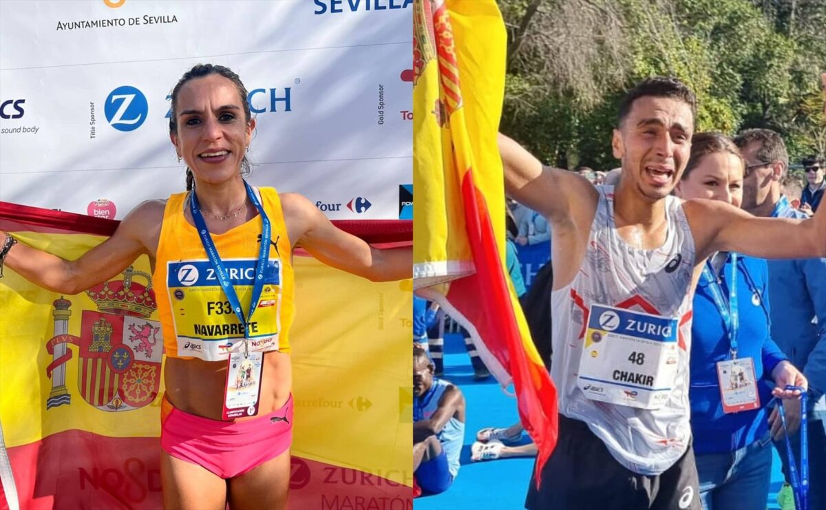 Ibrahim Chakir y Ester Navarrete, campeones de España de maratón en Sevilla