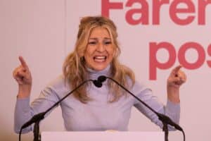 La vicepresidenta del Gobierno y líder de Sumar, Yolanda Díaz, en un acto en Galicia. Europa Press.