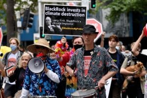 Protesta de activistas climáticos contra BlackRock en Australia. Europa Press.
