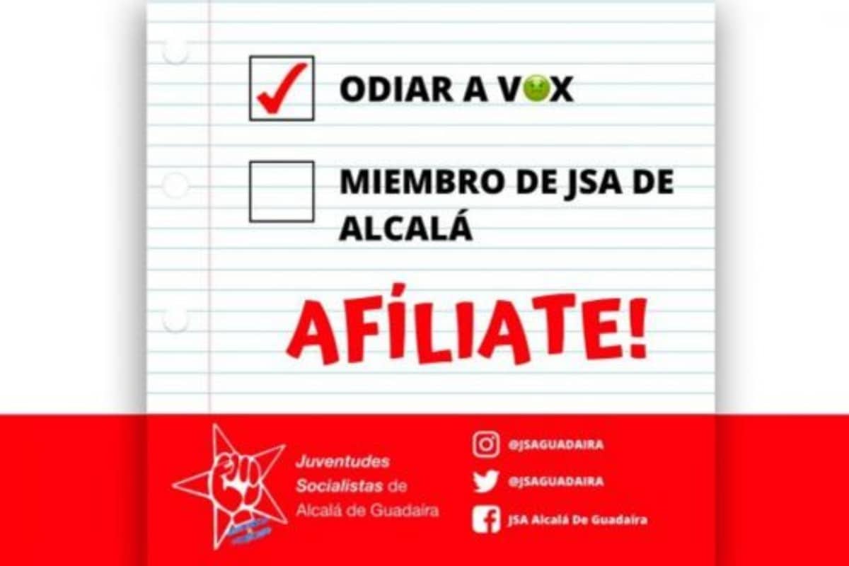 El secretario de las Juventudes Socialistas de Alcalá de Guadaíra reconoce ser el autor de un cartel que incita al odio contra VOX