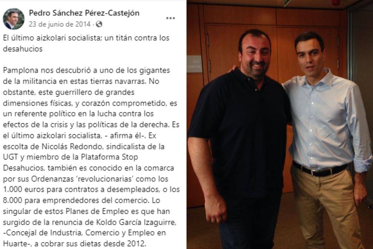 Sánchez definió a Koldo García como «el último aizkolari socialista» y «un ejemplo para la militancia»