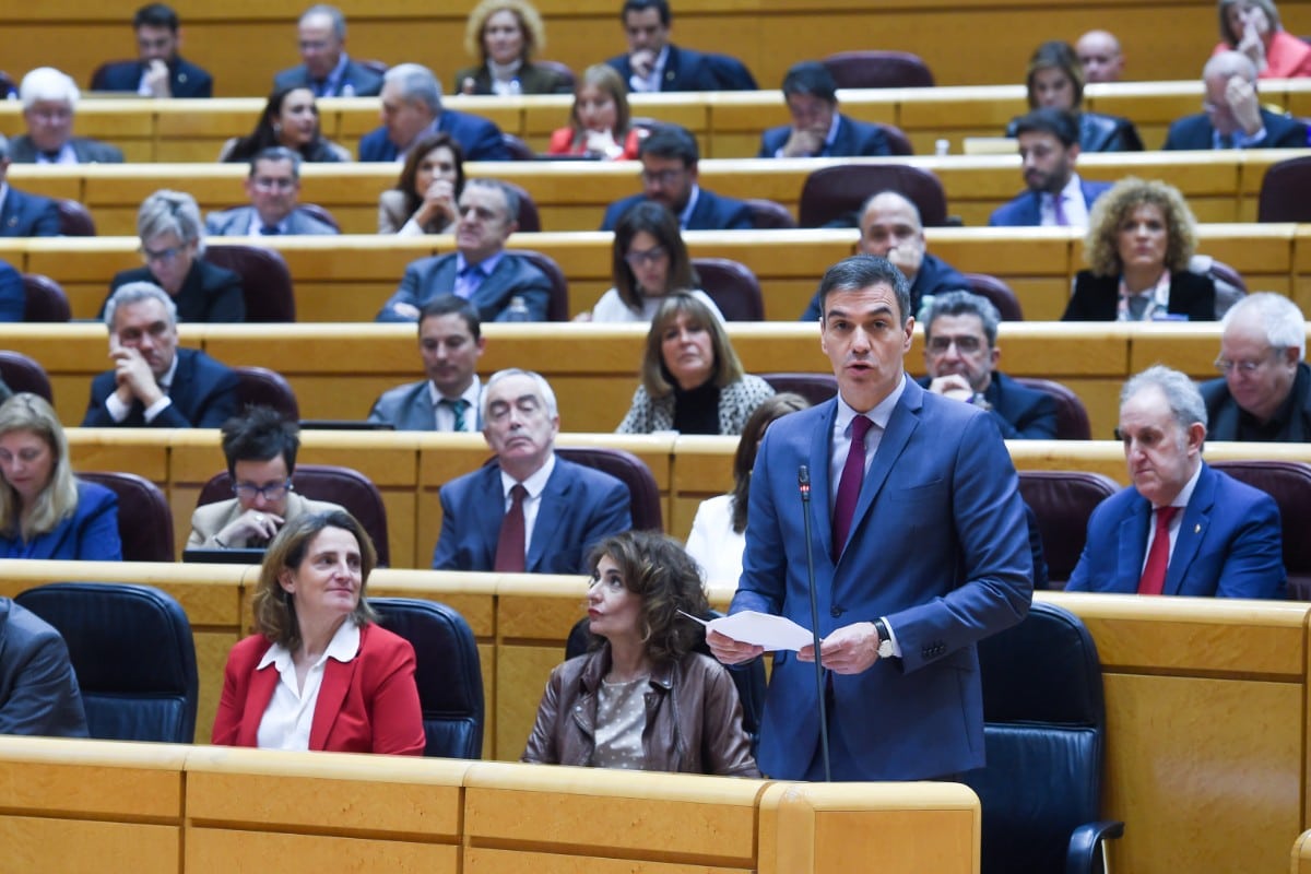 El Senado recibe la ley de amnistía. Imagen de Sánchez en la Cámara Alta. Europa Press.