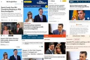 La presunta corrupción de Begoña Gómez y el paripé de Pedro Sánchez, protagonistas de la prensa internacional. X.