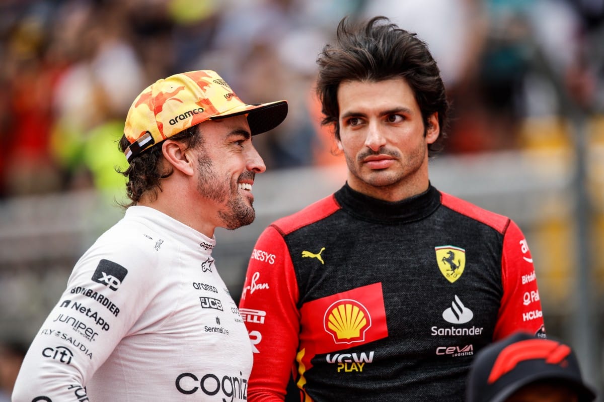 Mediaset adquiere los derechos de emisión en abierto del Gran Premio de España de Fórmula 1. Los pilotos españoles de F1 Fernando Alonso (Aston Martin) y Carlos Sainz (Ferrari). Europa Press.