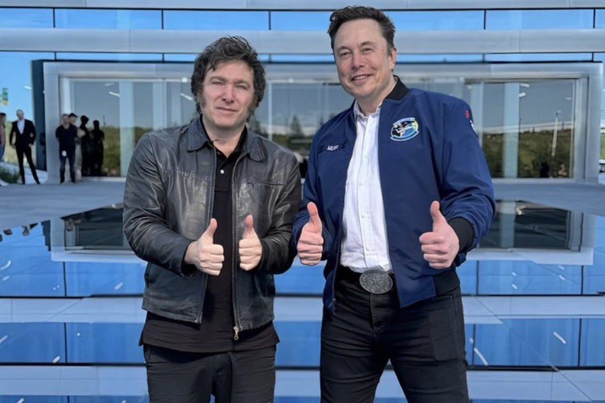 Milei y Musk en la fábrica de Tesla en Texas. X.