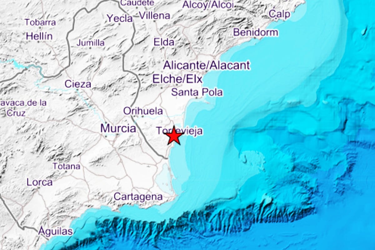 El Instituto Geográfico Nacional registra un terremoto de 2,2 grados de magnitud en Torrevieja (Alicante)