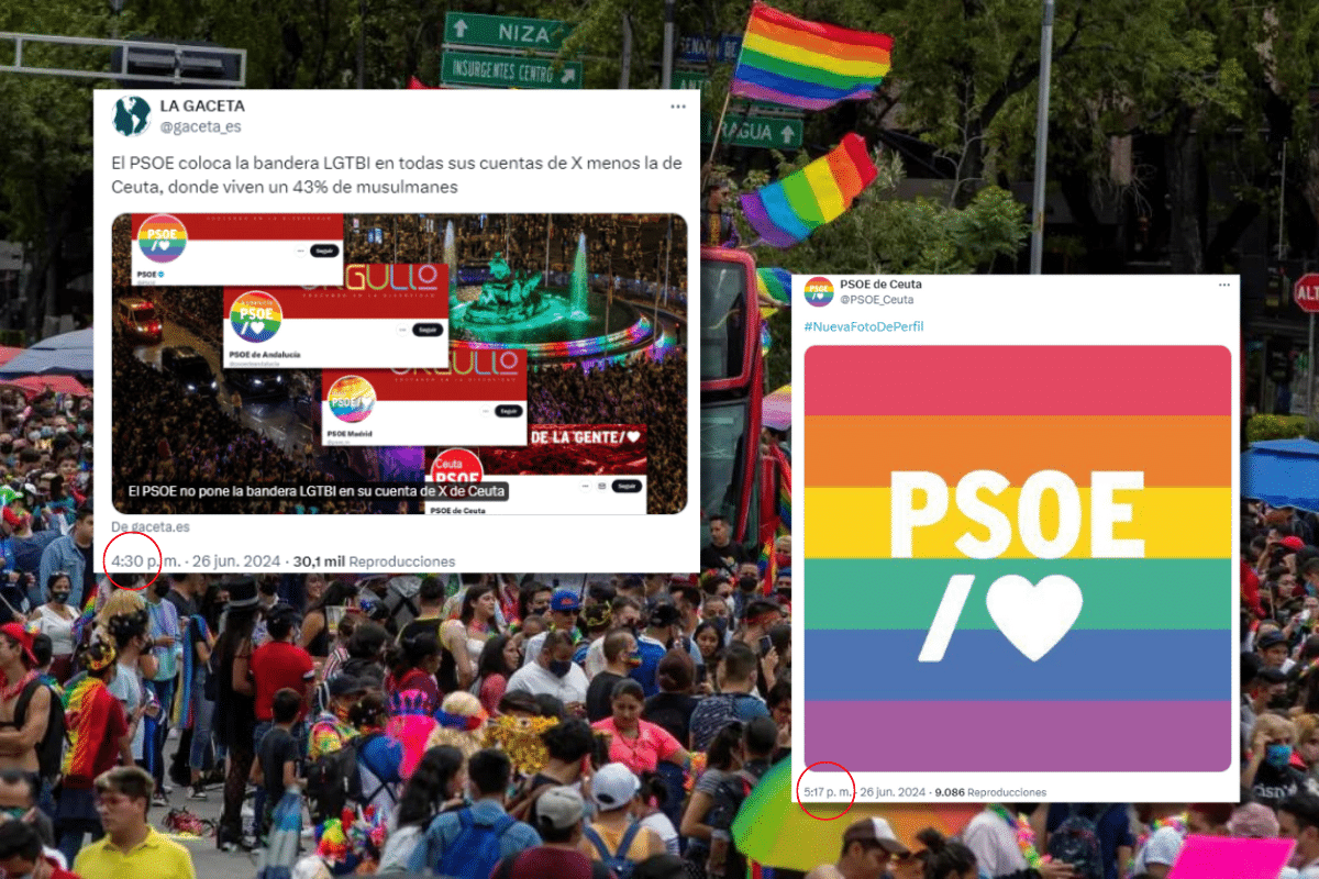 El PSOE incorpora la bandera LGTBI a su perfil de X (Twitter) en Ceuta tras la noticia de LA GACETA