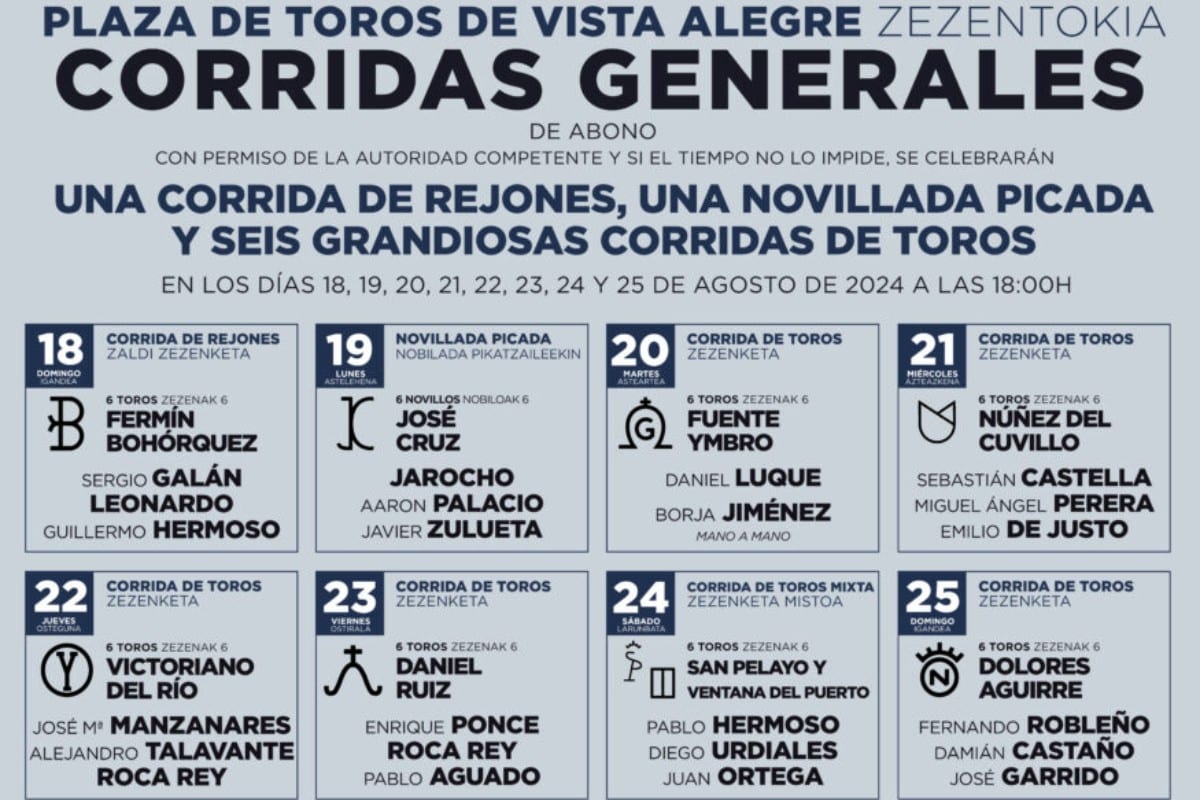 Así serán las Corridas Generales de la Semana Grande de Bilbao