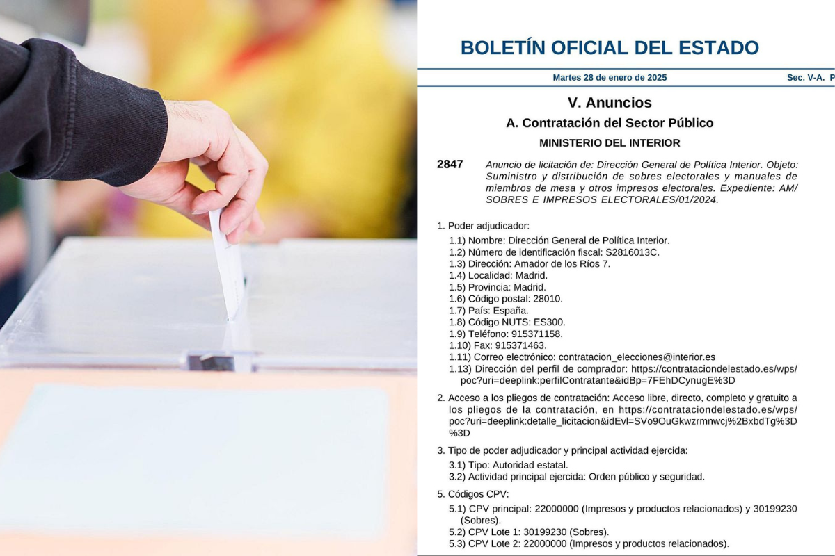 El BOE publica los contratos para el suministro de sobres y papeletas electorales pese a faltar dos años para las elecciones