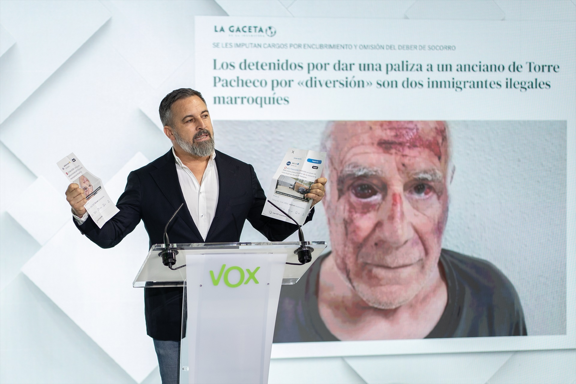 Santiago Abascal retrata a los medios que le acusaron de alentar las revueltas en Torre Pacheco: «Responderán ante los tribunales»