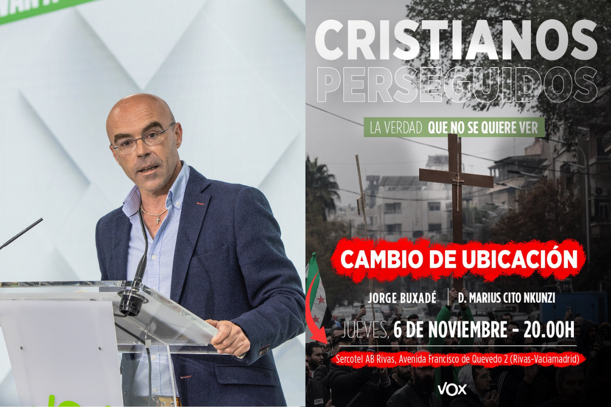 Jorge Buxadé (VOX) asistirá este jueves en Rivas (Madrid) a un acto en defensa de los cristianos perseguidos por yihadistas pese a los intentos de la izquierda de cancelarlo