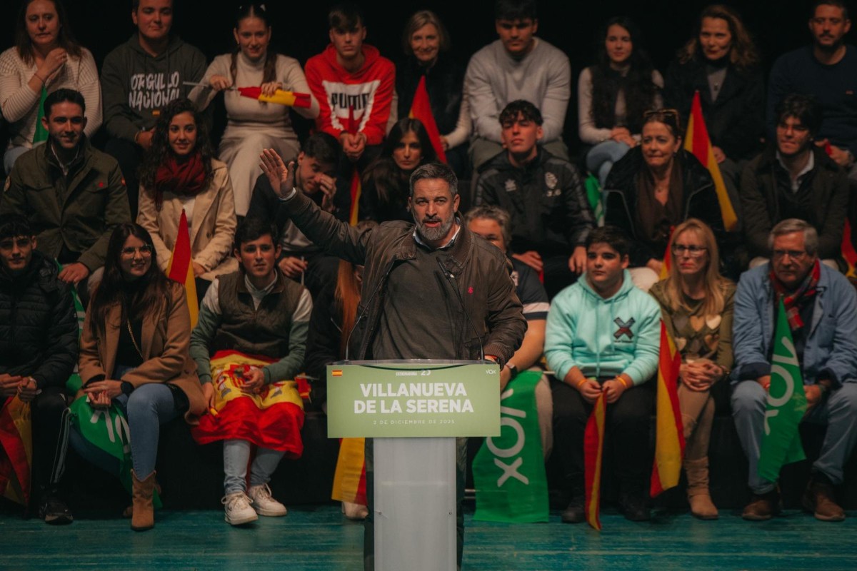 Santiago Abascal llama en Villanueva de la Serena, «kilómetro cero» de la corrupción de Pedro Sánchez, a hacer frente a la «mafia del PSOE» y a la «estafa del PP»