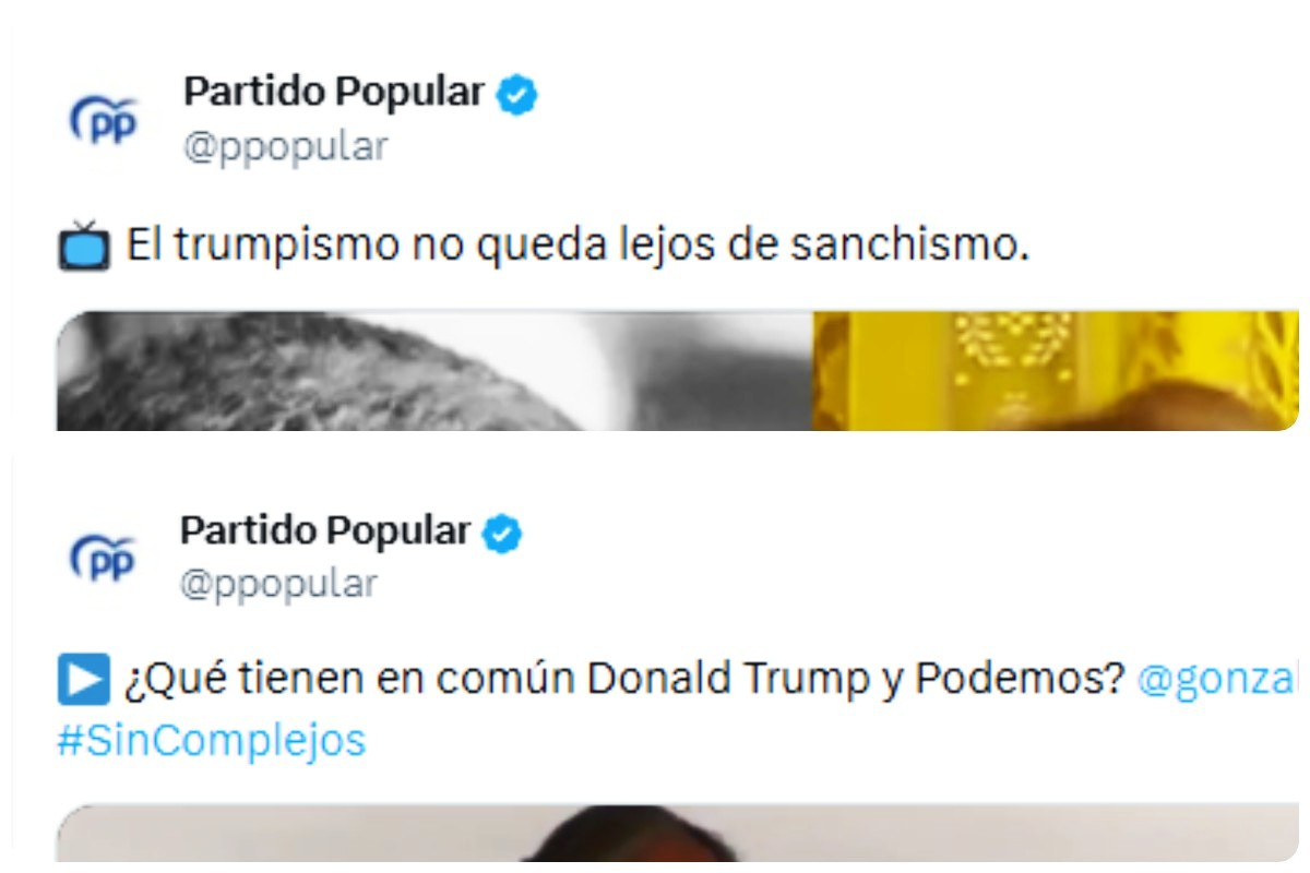 «El trumpismo no queda lejos del sanchismo», «¿qué tienen en común Donald Trump y Podemos?», «ogro naranja»… los ataques del PP al presidente de EEUU