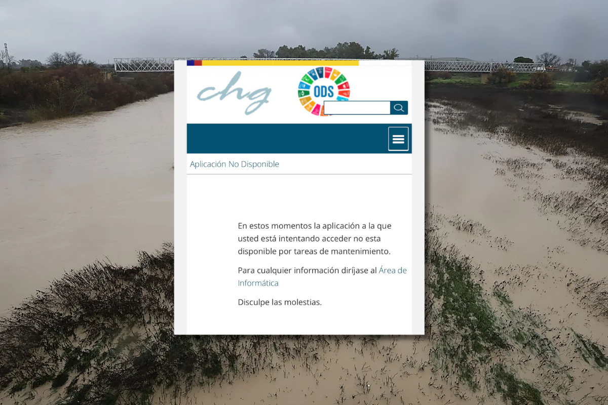 Se cae el servidor de la Conferencia Hidrográfica del Guadalquivir en plena ola de inundaciones y la web sólo muestra los ODS de la Agenda 2030