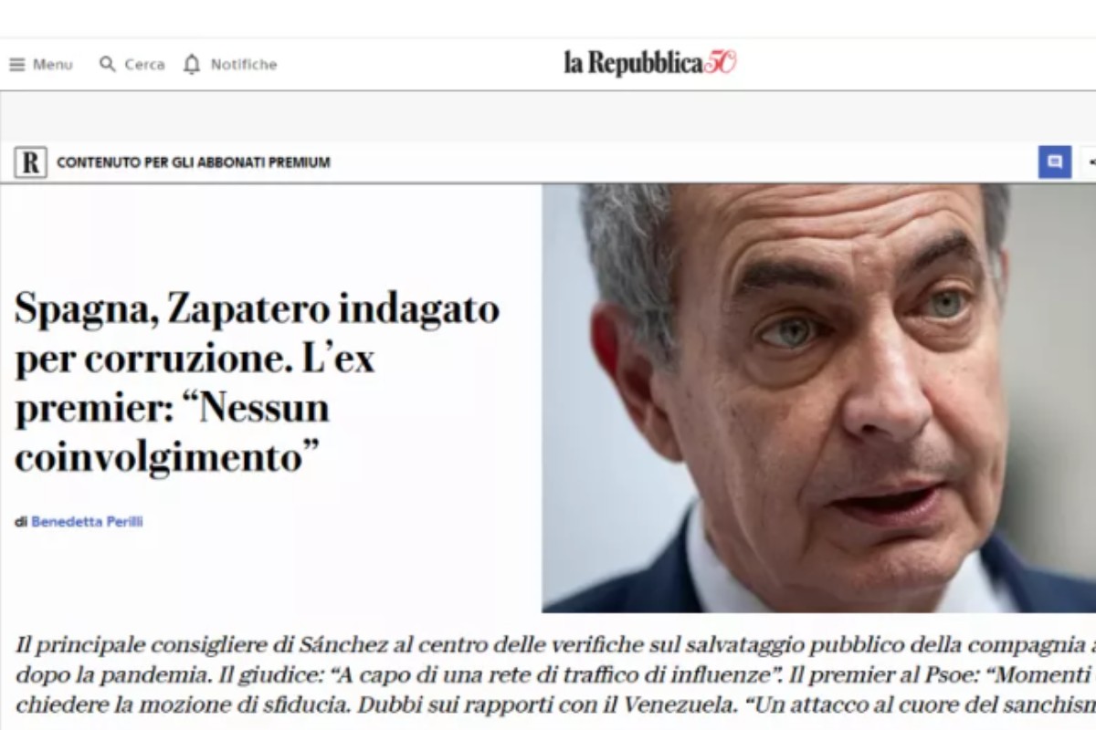 Medios de todo el mundo destacan la imputación de Zapatero y el cerco judicial sobre el entorno de Sánchez