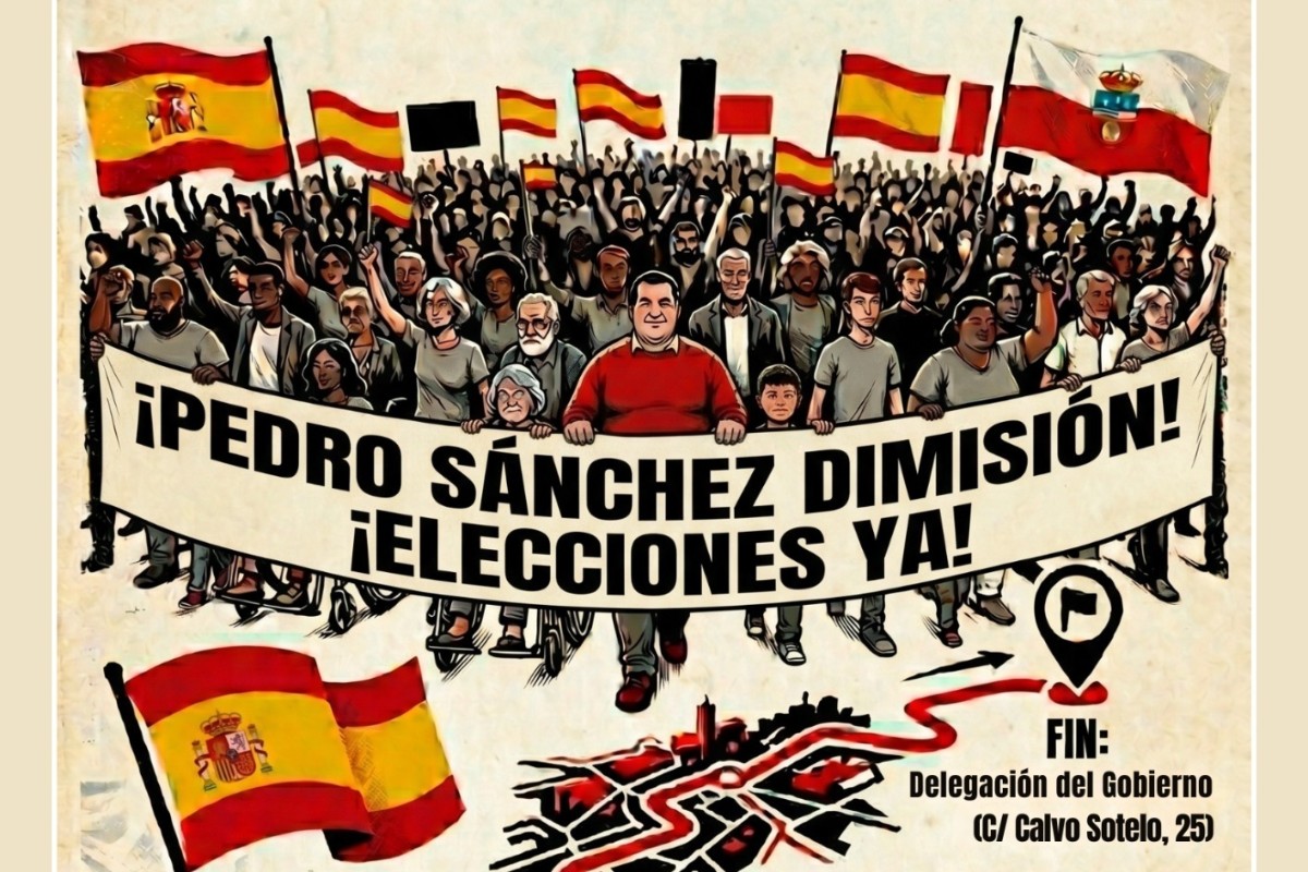 Una manifestación para pedir la dimisión de Pedro Sánchez y elecciones generales recorre Santander este domingo: «Es un clamor de la sociedad civil»