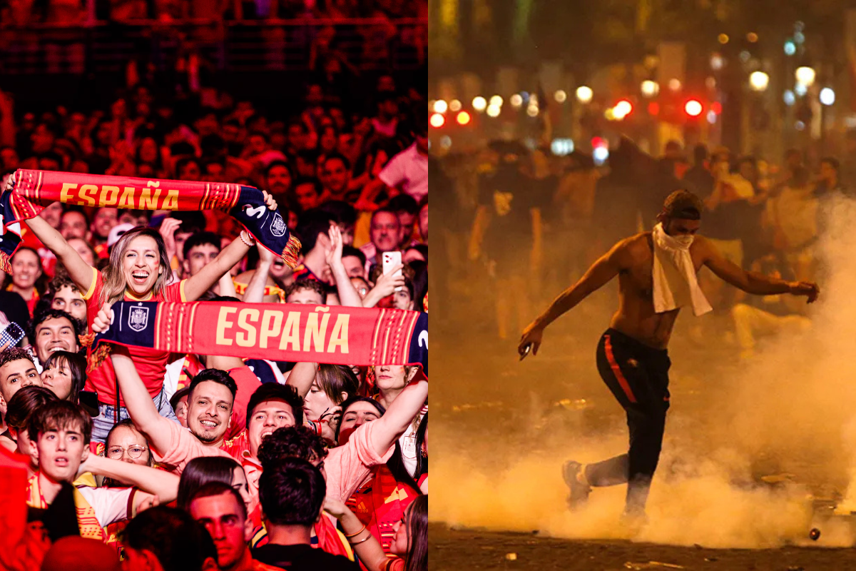 La fiesta por la victoria de España en el Mundial se salda sin incidentes en Madrid frente a los más de 100 detenidos y decenas de heridos en París 2018