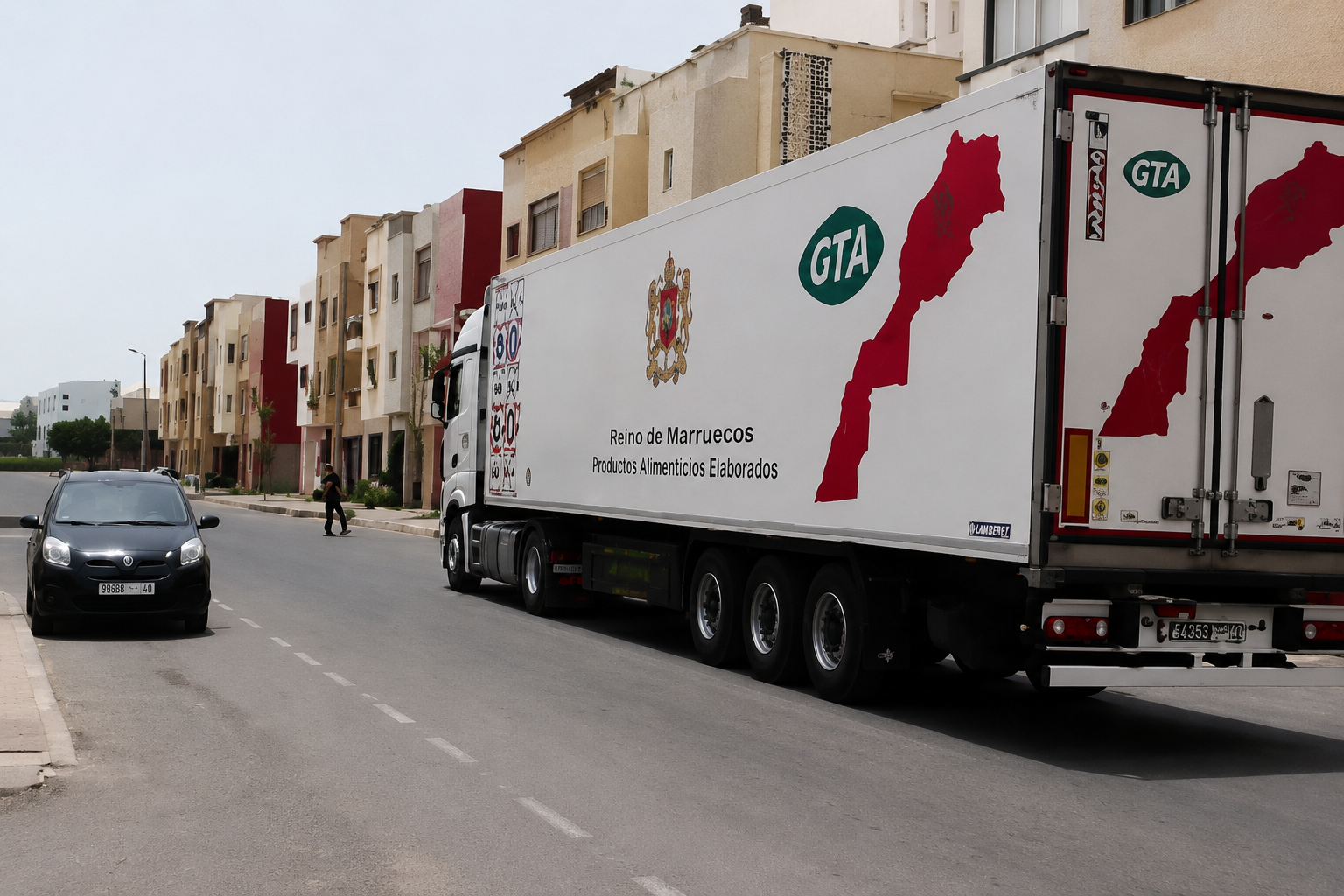 Una empresa marroquí de transporte de frutas y verduras a España rotula sus 30 camiones con mapas de Marruecos que incluyen Ceuta y Melilla