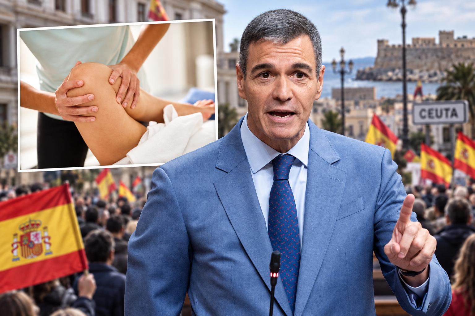 Sánchez se daba un masaje en Moncloa mientras miles de españoles se manifestaban en defensa de Ceuta