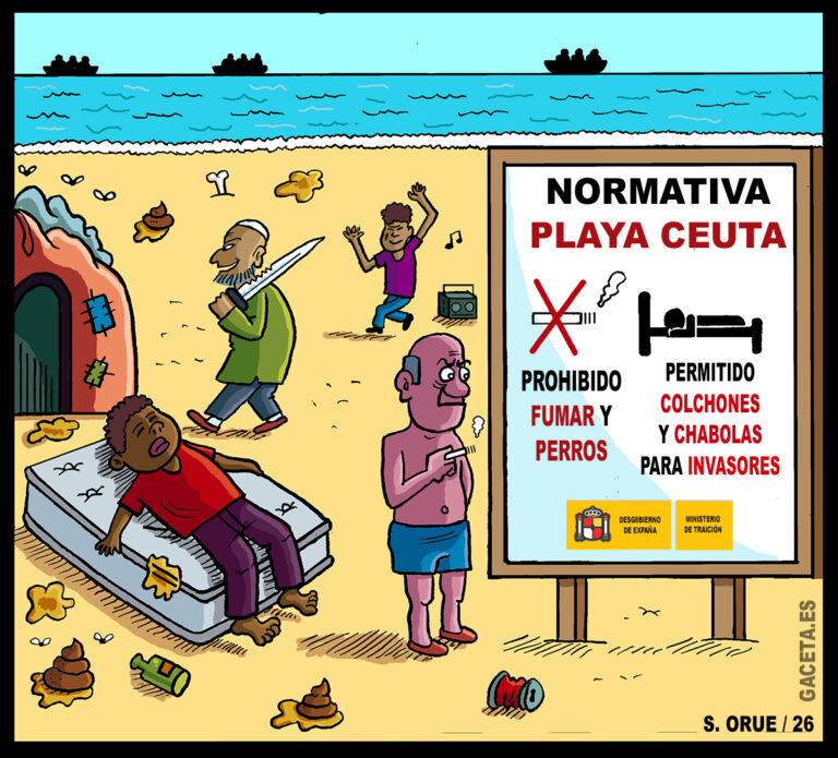 Caos en la playa del Trampolín de Ceuta: tiendas de campaña, chabolas, colchones…