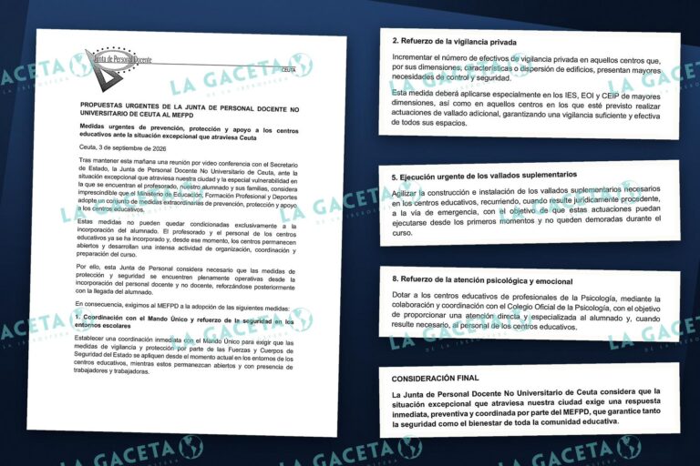 Los profesores de Ceuta exigen vallados de emergencia, control de rutas escolares y vigilancia policial ante el inicio de las clases: «Hay mucho miedo»