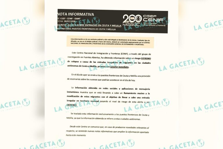 La Policía alertó a las comisarías de Ceuta y Melilla el mismo 30 de julio de un riesgo «extremo» de colapso por una entrada masiva e inmediata de inmigrantes ilegales