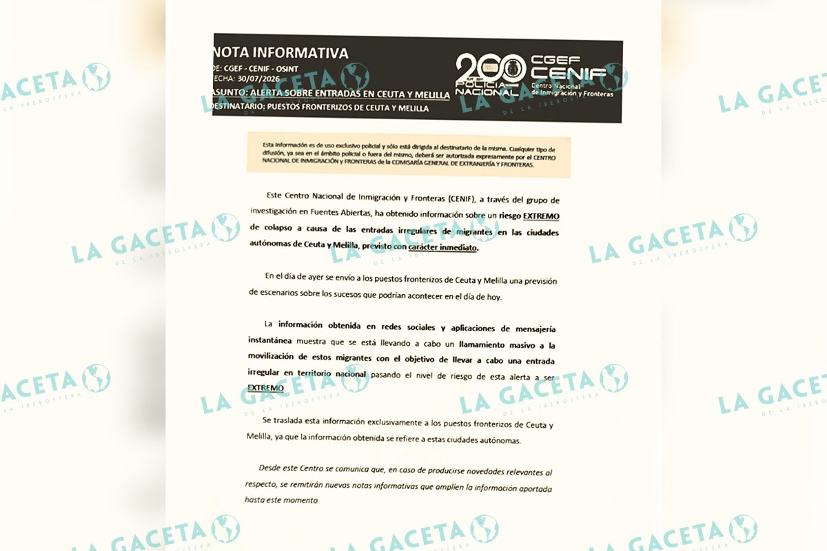 La Policía alertó a las comisarías de Ceuta y Melilla el mismo 30 de julio de un riesgo «extremo» de colapso por una entrada masiva e inmediata de inmigrantes ilegales