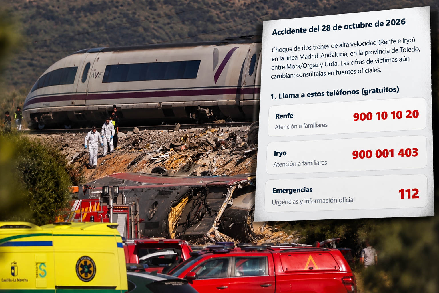 Crean un web pública para ayudar a cualquier persona que busque o quiera contactar con su familia tras el accidente de Urda