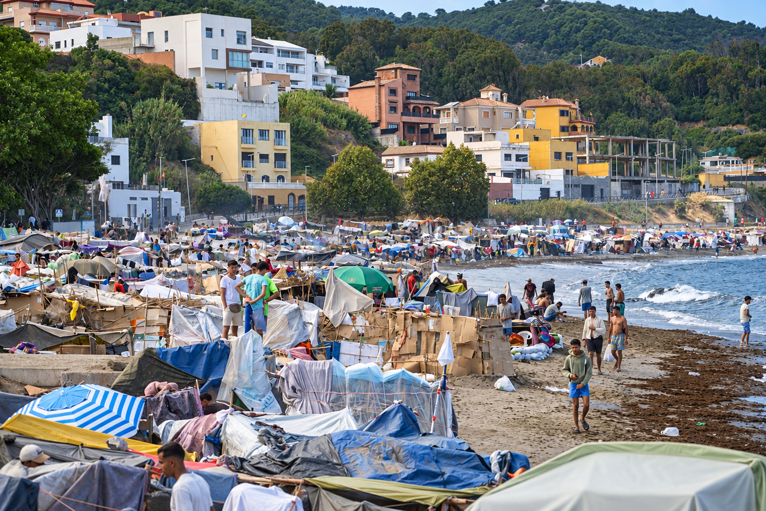 Detectan una «contaminación fecal relevante» en las aguas de la playa del Trampolín a consecuencia de la invasión migratoria