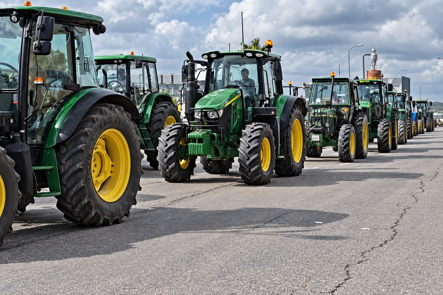 Una tractorada toma un pueblo de Jaén para protestar contra la expropiación de tierras para poner placas solares: «Arrancarán 40.000 olivos»