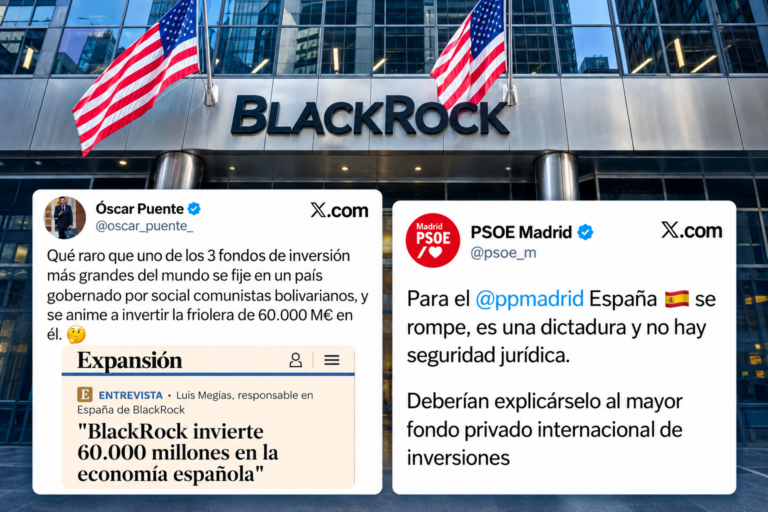 El PSOE y Óscar Puente celebraron la llegada del fondo de inversión BlackRock a España: «Qué raro que se fijen en nuestra dictadura socialcomunista»