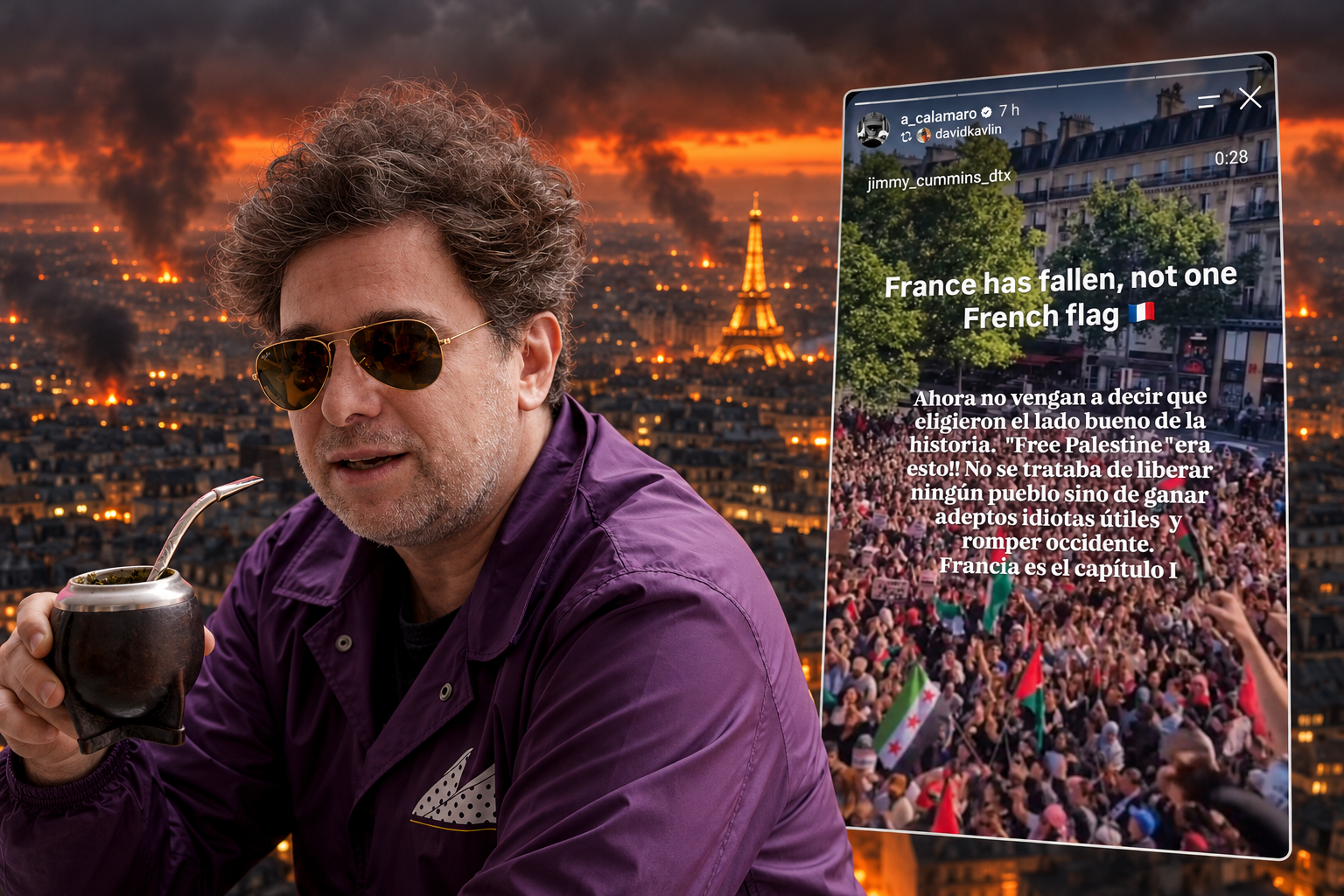 El músico Andrés Calamaro estalla ante los disturbios de Francia: «El ‘Free Palestine’ era esto, crear idiotas útiles para romper Occidente»
