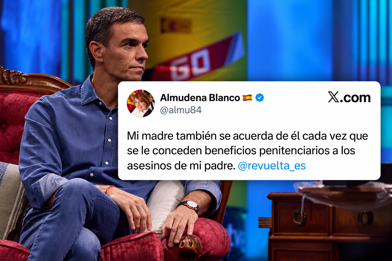 El ‘zasca’ de una víctima de ETA a Sánchez: «Mi madre se acuerda de él cuando da permisos penitenciarios a los asesinos de mi padre»