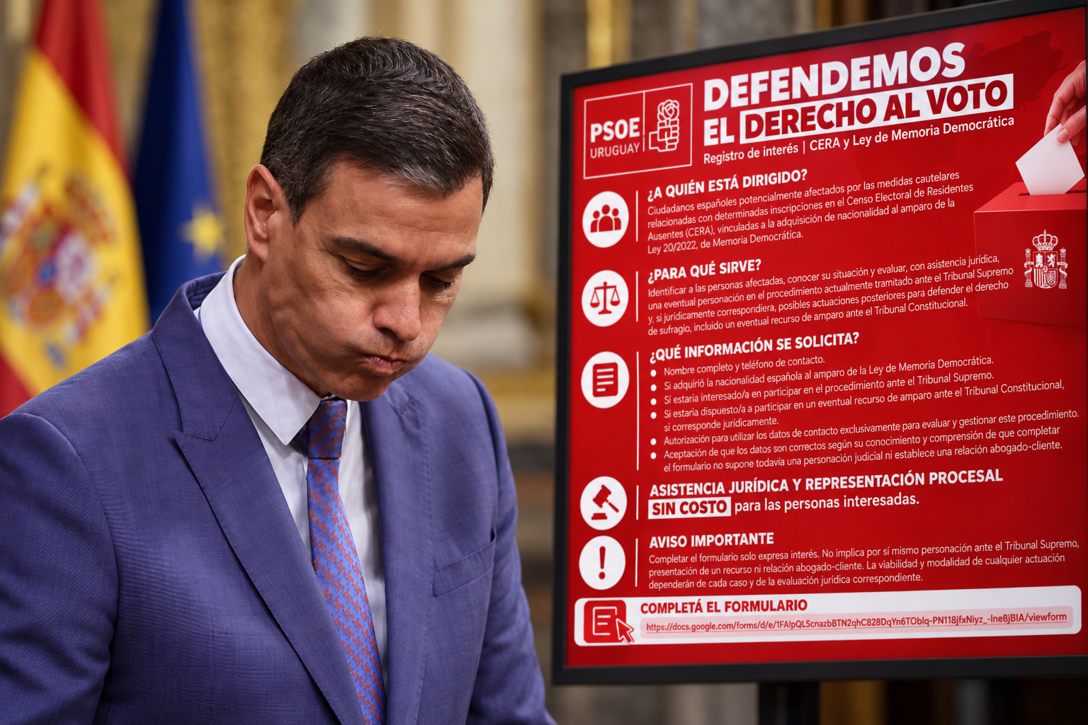 El PSOE prepara el pucherazo: ofrece asesoría jurídica gratuita a los «nietos del exilio» para que recurran al Constitucional tras la suspensión de su voto