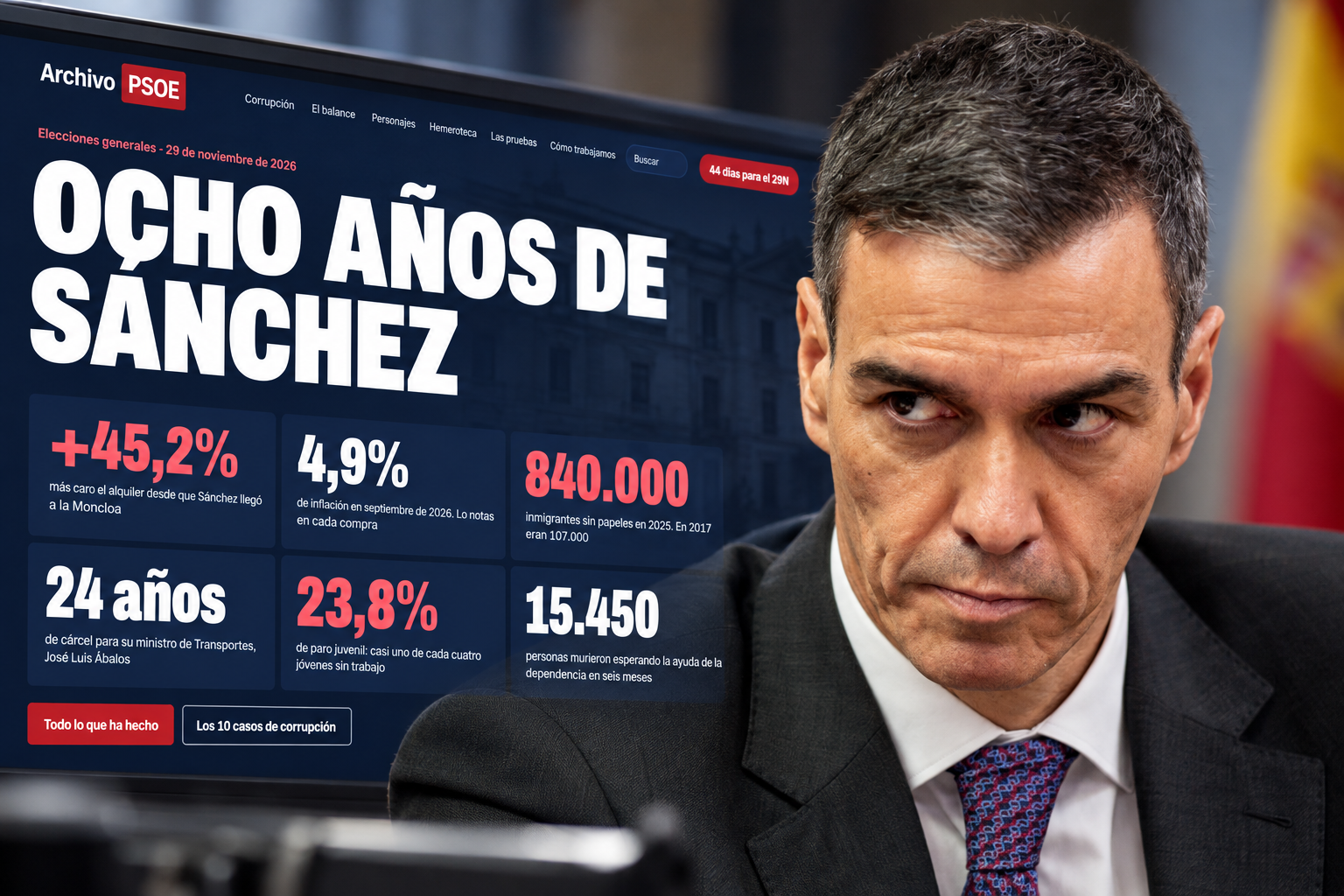 Lanzan una web llamada ‘Archivo PSOE’ para recopilar la corrupción y los crímenes del Gobierno de Sánchez y que «no queden en el olvido» antes del 29-N